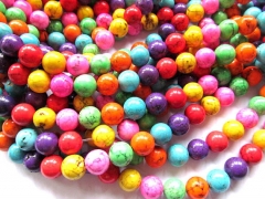 5strands 4-12mm turquoise beads round ball pink yellow red purple mixed jewelry turquoise necklace  beads