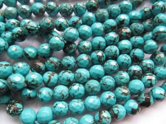 High Quality 8mm full strand Tibetant Turquoise stone Round Ball faceted Dark Bule Green Yellow Blac