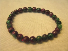 high quality genuine ruby zoisite epidote gemstone round ball handmade jewelry bead bracelet 12mm 8i