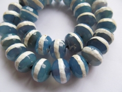 10x14mm 16inch gergous natural agate bead rondelle abacus blue veins jewelry bead