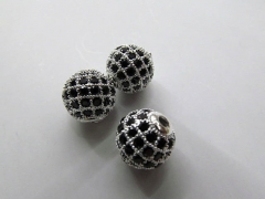 AAA grade 10mm 12pcs pave metal spacer &cubic zirconia crystal silver gold gunemtal black jet mixed 