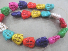 wholesale turquoise buddha carved multicolor loose beads jewelry 15x15mm 100strands --by express shi