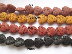 2strands 16 22 30mm lava stone volcanic gems  high quality hearts black white yellow red green mixe