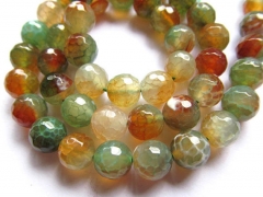 free ship--lots 10mm 5strands fire agate bead round ball faceted green red assortment jewelry beads