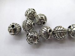 wholeasale 14mm 24pcs brass carved round connector beads