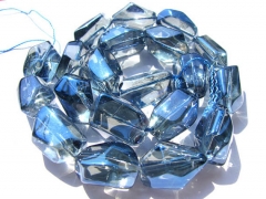 20-25mm 16inch genuine rock crysal quartz high quality freeform nuggets faceted mystic blue jewelry 