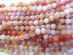 wholesale discount 6-16mm full strand natural agate bead round ball craked faceted pink yellow green