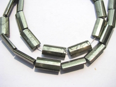 genuine pyrite beads 9x20mm ,high quality rectangle flat faceted iron golden gemstone jewelry beads 