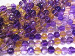 handmade rock crystal quartz 10mm 16inch strand,purple yellow round ball jewelry beads necklace