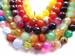 fire agate bead round ball faceted carmine pink red blue green mixed jewelry beads 10mm--5strands 16