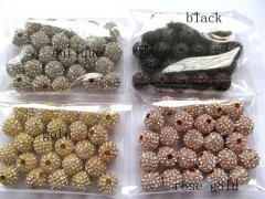 106pcs 10mm Bling Pave Crystal spacer round ball silver gold rose gold mixed crystal finding