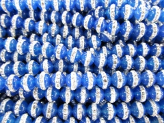 high quality 6-12mm 16inch handmade onyx agate & rhinestone bead round ball royal blue assortment je