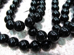 bulk 12mm 5strands agate bead round ball black jet smooth jewelry beads 16"/L