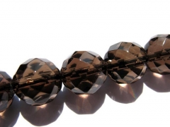 20mm full strand high quality crystal smoky quartz beads round ball faceted brown jewelry beads