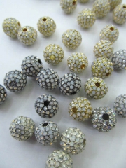 top quality 100pcs 6 8 10 12mm Bling Pave Opal Crystal Brass Spacer Round Ball Gunmetal Gold Antique