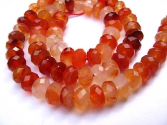 high quality genuine carnelian gemstone rondelle abacus faceted jewelry beads 4x6mm --2strands 16inc