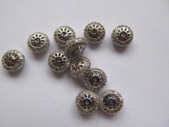 AAA grade 5x8mm 12pcs pave metal spacer &cubic zirconia crystal rondelle wheel antique silver gold m