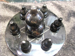20-60mm 8sets natural Obsidian Sphere crystal round ball rainbow obsidian gemstone +obsidian disc