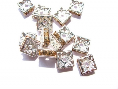 top quality 8mm 500pcs ,square &mystic AB crystal box silver tone assortment spacer beads