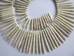 high quality turquoise beads sharp spikes bar cream white mixed jewelry necklace 20-50mm--2strands