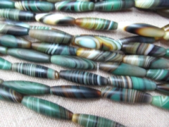 fashion 10x30mm full strand natural agate onyx bead barrel rice egg green crab jewelry focal bead