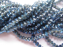 FREE SHIP--lot crystal like charm craft bead rondelle abacus faceted sapphire blue AB mystic mixed j