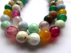 10mm 5strands fire agate bead round ball faceted carmine pink red blue green mixed jewelry beads