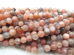 high quality natural sunstone gemstone round ball grey oranger loose beads 8mm--2starnds