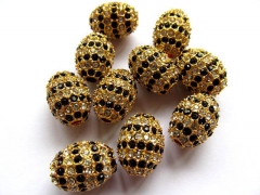 wholesale 12x16mm 100pcs metal & czech rhinestone spacer barrel rice egg silver antique gold black m