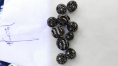 12pcs 8 10 12 14mm Platinum Plated Micro Pave set cubic zirconia beads round disco gunmetal bead