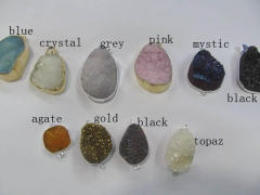 LOT handmade genuine crystal druzy quartz titanium silver wire wrapped charm assorment spacer connec