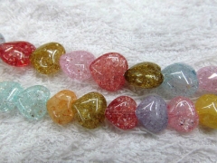 high quality bulk 8mm 5strands natural quartz gemstone cracked multicolor heart DIY jewelry beads