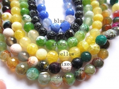 free ship--lots 10mm 5strands fire agate bead round ball faceted rainbow assortment jewelry beads