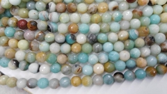 wholesale 2strands 4-16mm Natural amazonite for making jewelry Round Ball faceted matte crab aqua bo