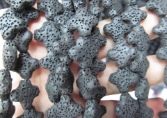 wholesale 5strands 12mm lava volcanic cross black jet charm jewelry beads