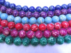 2strands 4 6 8 10 12mm Sea Sediment Imperial Jasper stone Round Ball lapis blue purple auqa blue red