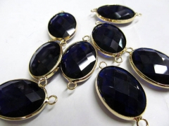 free ship--10-25mm 12pcs Ablong Crystal Glass Brass Silver Gold Pendant Round Faceted Double Connect