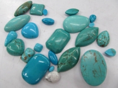 Assortment turquoise cabochon gemstone round oval rectangle heart oval round drop evil beads 50pcs 4