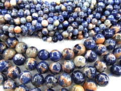 5strands 6-16mm wholesale genuine dumortierite gemstone round ball blue oranger jewelry charm beads