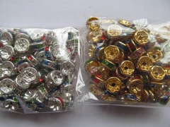 high quality 8mm 500pcs rondelle spacer tone gold with blue green purple carmine mixed crystal rhine