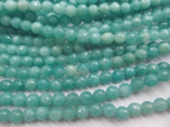 high quality 5strands 3 4 6 8 10 12 14 16mm genuine Amazonite stone round ball faceted green jewelry