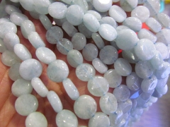 High Quality 2strands 6 7 8 9mm Genuine Aquamarine Beryl Round coin Disc Transparent Jewelry Bead