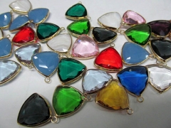 batch Crystal Glass Gem Brass fram Plated round coin triangle oval evil drop rectangle square Facete