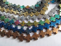 5strands 10x10mm wholesale hematite beads cross assortment connector bead