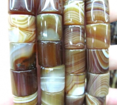 high quality 2strands 8x12 10x14mm natural Botswana Agate gemstone tube column drum rice grey brown 