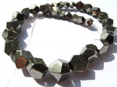 2strands genuine Raw pyrite crystal nuggets faceted ,pyrite cube iron gold pyrite beads 6-12mm full 