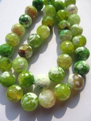 lot agate bead round ball faceted green yellow ssortment jewelry beads 12mm--5strands 16inch/per str