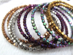 5strands 4 6 8mm hematite beads hexagon nuggets faceted gold silver brass gunmetal connector