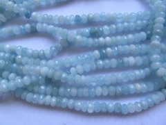 high quality 3x5 4x6 5x8 6x10 8x12mm Genuine Aquamarine Beryl for making jewelry Rondelle Faceted Bl