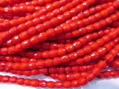 5strands 4-9mm  handmade ocean coral barrel drum column facted hot red salmon pink white loose beads